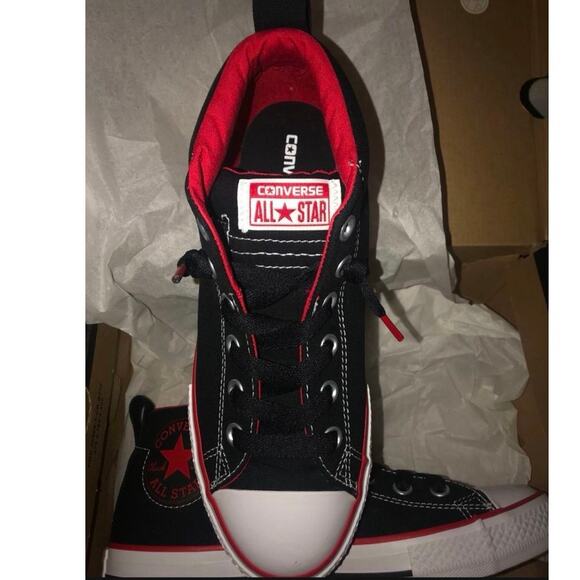 Converse All Star Kid Shoes Sneakers Red Black - Picture 3 of 3